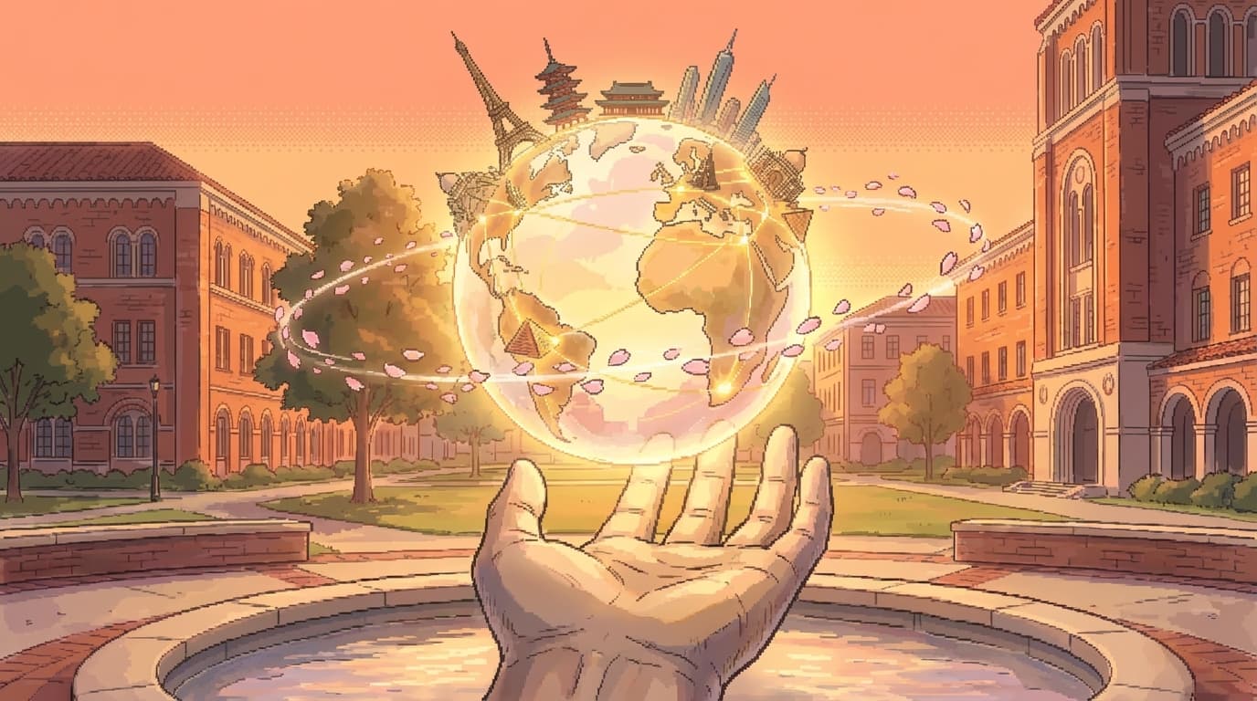 Hand holding a glowing globe — bridging global communities